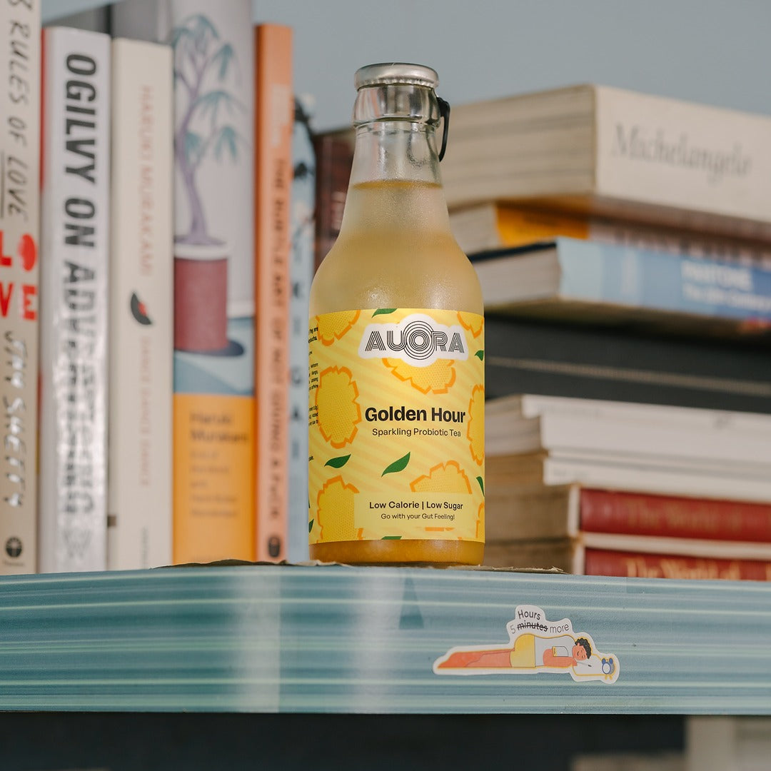 Golden Hour kombucha — sparkling probiotic tea Auora Bangalore